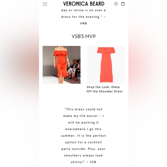 $550 VERONICA BEARD MADE IN USA Dress Sz 12 OLETA Off The Shoulder Ruffled Midi - Picture 9 of 16